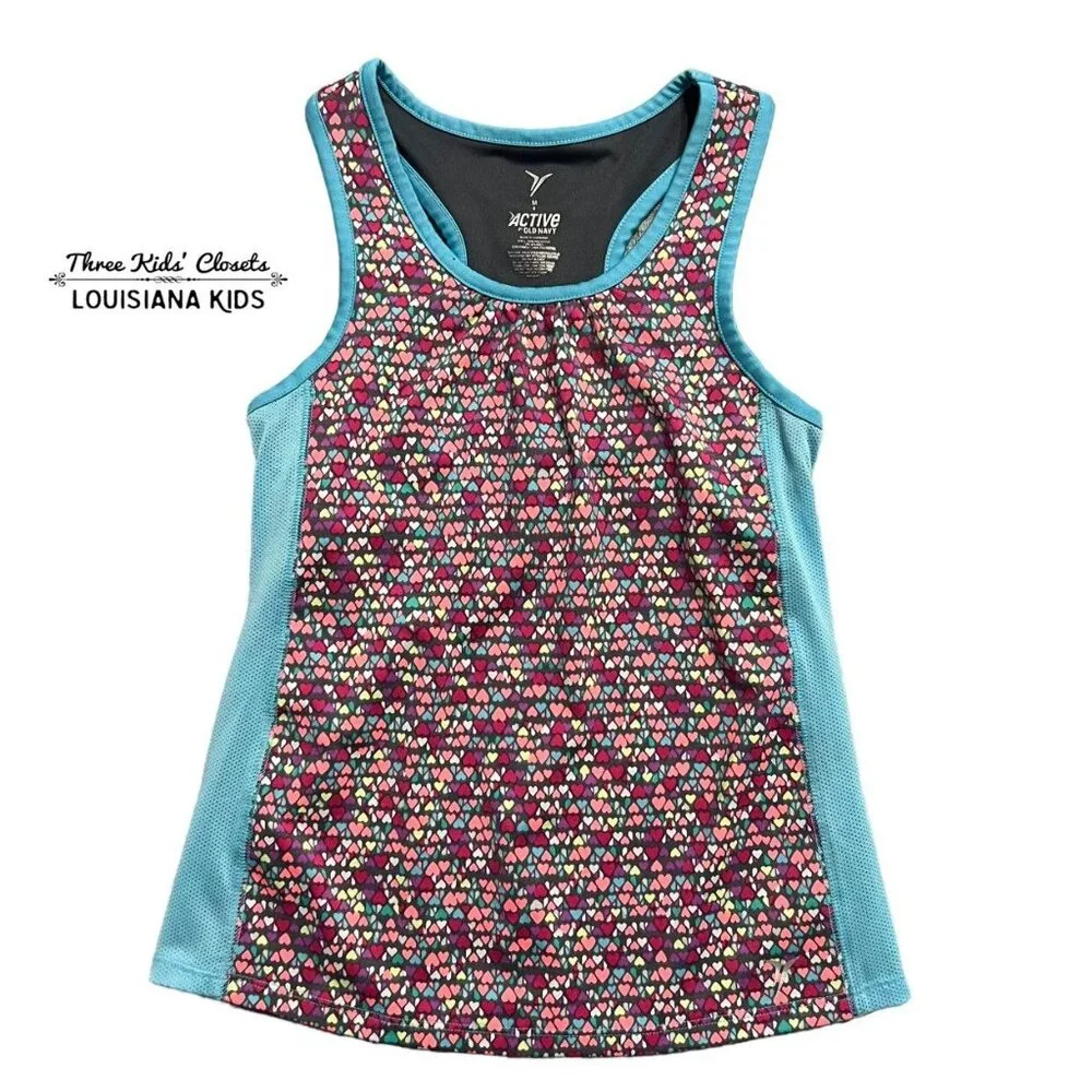 Old Navy Sz M (8) Colorful Hearts Active Racerback Tank